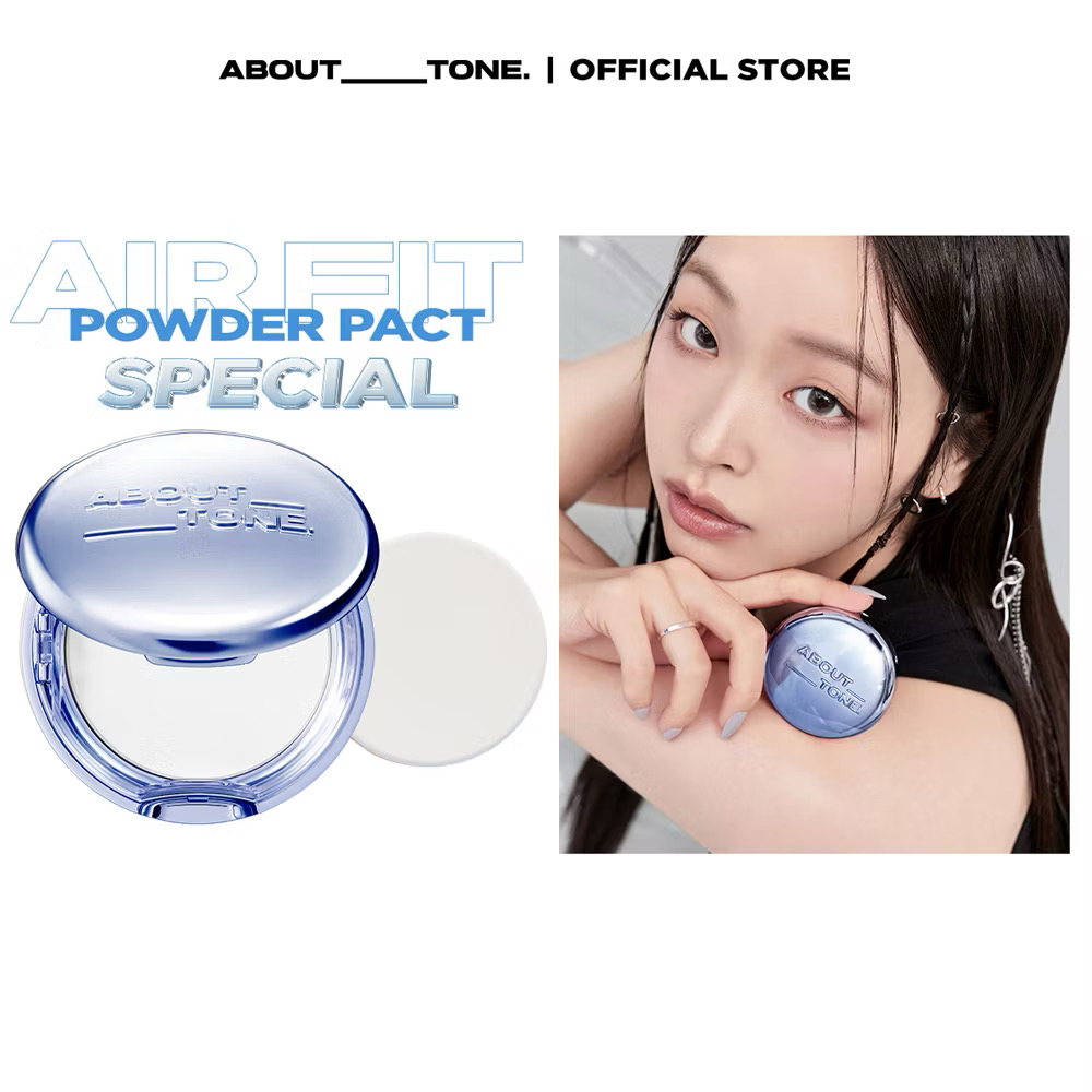 Phấn phủ dạng nén trong suốt mịn màng About Tone Air Fit Powder Pact 8g Blue Edition - Ảnh 3