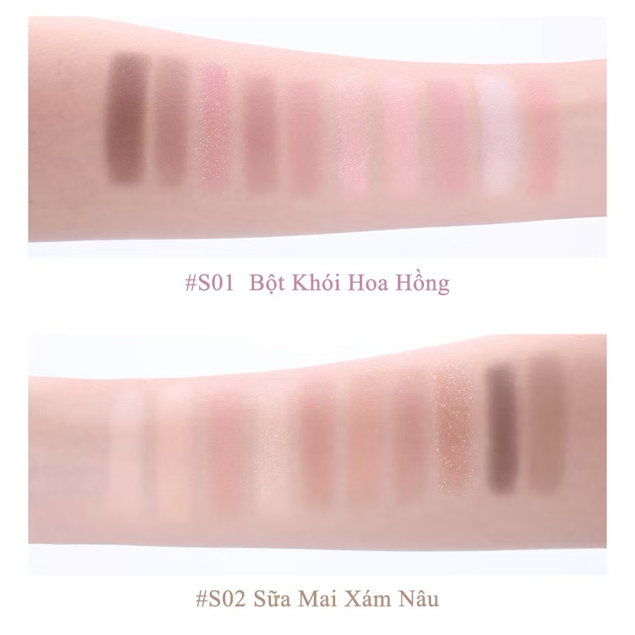 Bảng phấn mắt Veecci 10 ô mini 4.2g - Màu sắc Morandi dễ tán, trang điểm lâu trôi - Ảnh 3