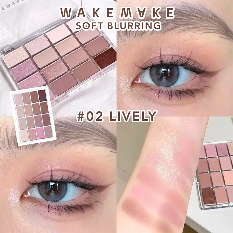Bảng Phấn Mắt Wakemake Soft Blurring Eye Palette 16 Ô Tone 02 Lively Blurring - Ảnh 3